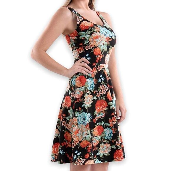 New Floral Fit & Flare Sleeveless Dress - Picture 1 of 12